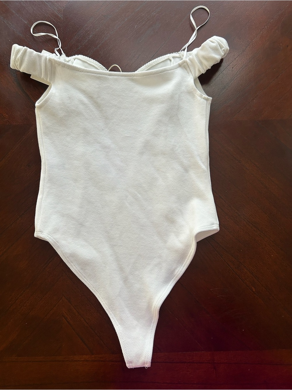 New Zara White Off-Shoulder Ribbed Bodysuit size S - Picture 3 of 5